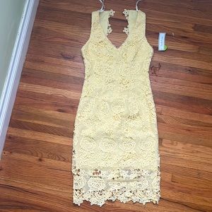 Summery crochet lace yellow dress